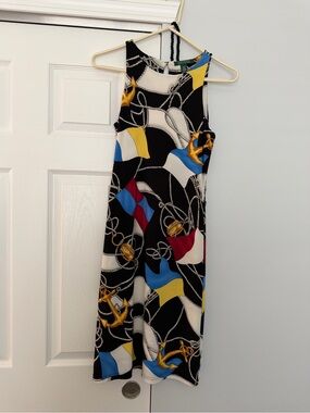 Sleeveless Black Nautical Flag Print Dress